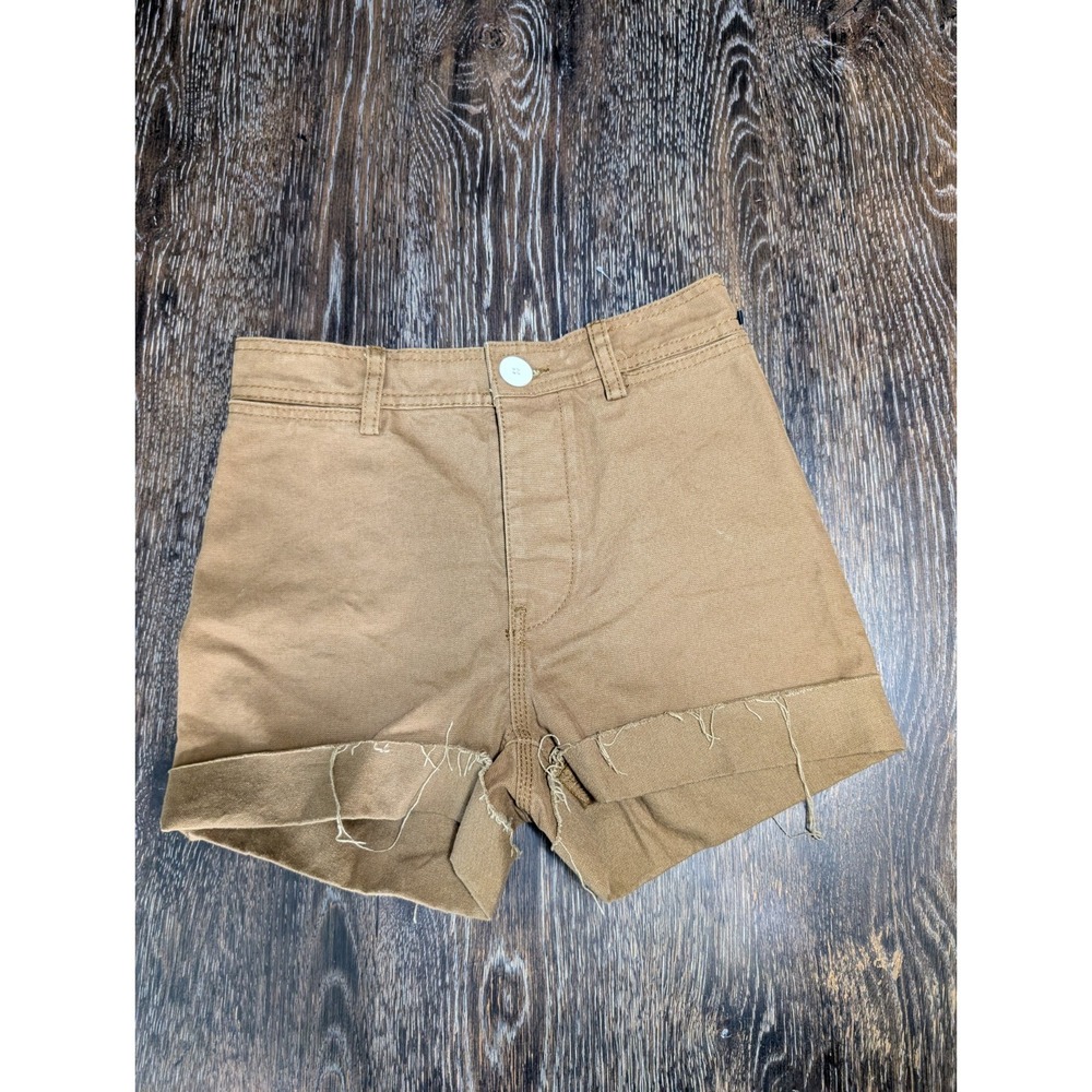 BDG‎ Urban Outfitters Sz 24 High Waisted Button Fly Denim Mom Shorts Brown 223